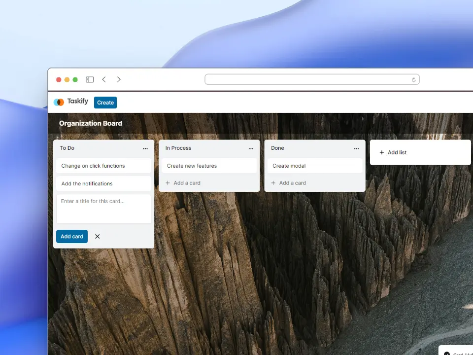 Screenshot of the project Taskify 📝